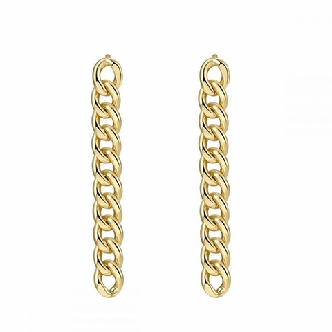 Punk Personalisierte Metallkette Ohrringe Kupfer Mit 925 Sterling Silber Stift Geometrische Creolen Für Damen Mode Schmuck