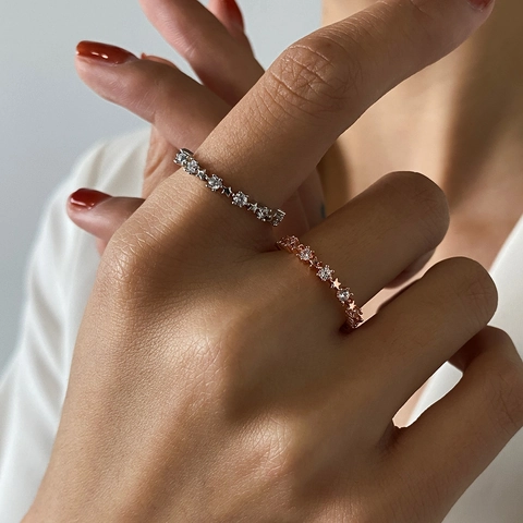 Minimalistische Open Ster Ring Koper Met Zirkoon Verstelbaar Pentagram Wijsvinger Sieraden Dames Elegant Zoet