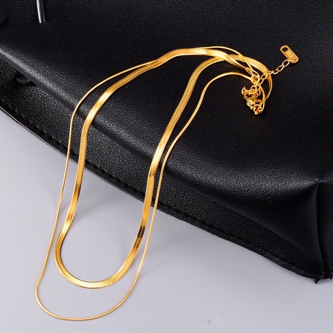 Collana A Strati Catena Di Serpente Acciaio Inossidabile 316L Placcato Oro 18K Impermeabile Retro Minimalista Gioielli Donne
