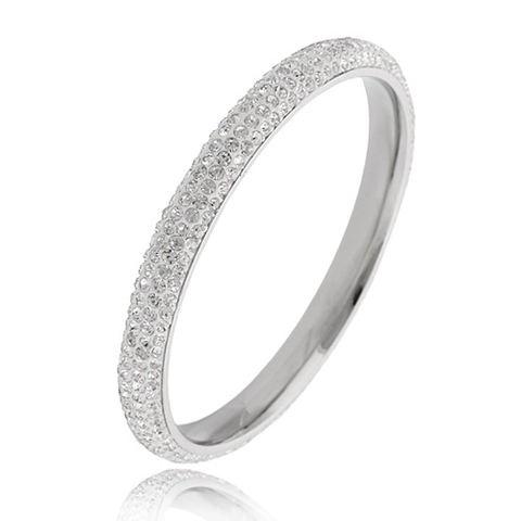 Elegante Bracciale Rigido Con Pavé Di Strass Acciaio Inossidabile 304 Gioielli In Cristallo Lucido Per Donna Moda