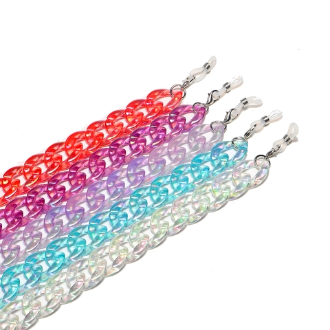 Brillenkette Acryl Bunt Irisierend Maskenband Anti-Verlust Halter Dicke Gliederkette Für Damen