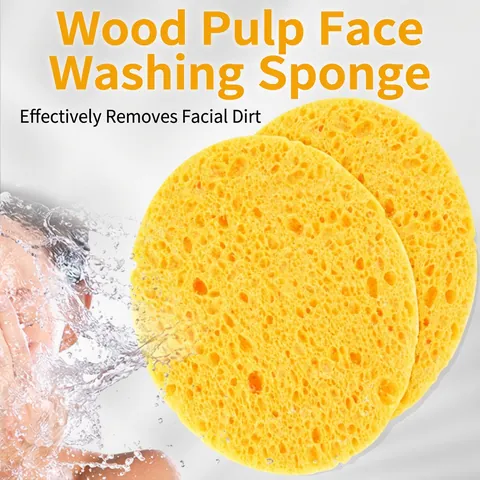 Éponge De Nettoyage Du Visage Ronde En Cellulose De Pâte De Bois Naturelle Exfoliante Douce Pour Démaquillage