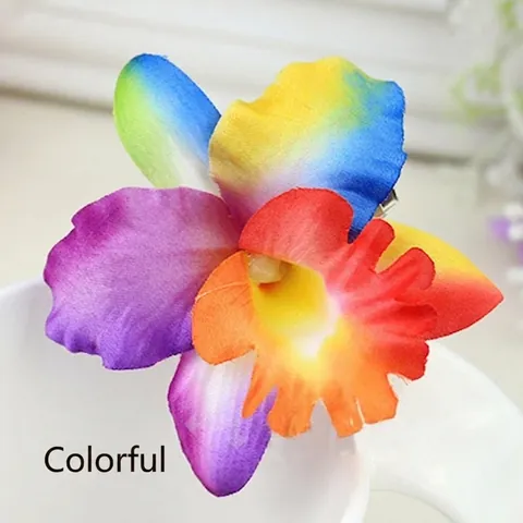 Molletta Per Capelli Fiore Di Orchidea Artificiale Tessuto Di Raso Accessori Spiaggia Hawaii Stile Boho Donne Ragazze