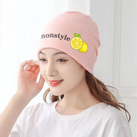 Bonnet Beanie En Coton Pour Femmes Respirant Extensible Maternité Sommeil Motif Animal Dessin Animé Trou Queue De Cheval
