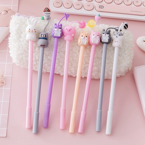 Cute Cartoon Animal Gel Pen Creative Plastic Silicone Charm Stationery For Students Office Writing Smooth Ink Fine Point