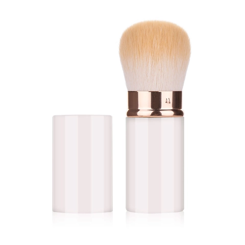 Pennello Da Trucco Retraibile Fibre Sintetiche Setole Morbide Tubo In Alluminio Strumento Da Viaggio Portatile Con Coperchio