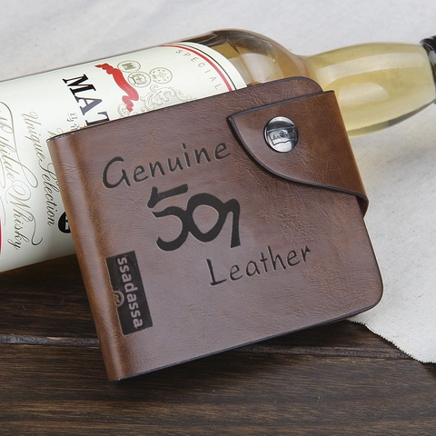Vintage Herren Geldbörse Kurz Dreifach Gefaltet PU Leder Cowboy Jäger Muster Geldklammer Druckknopf Schnalle