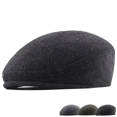 Newsboy Cap Voor Heren Platte Pet Visgraat Tweed Britse Retro Vintage Warm Verstelbaar Herfst Winter Hoed Accessoires