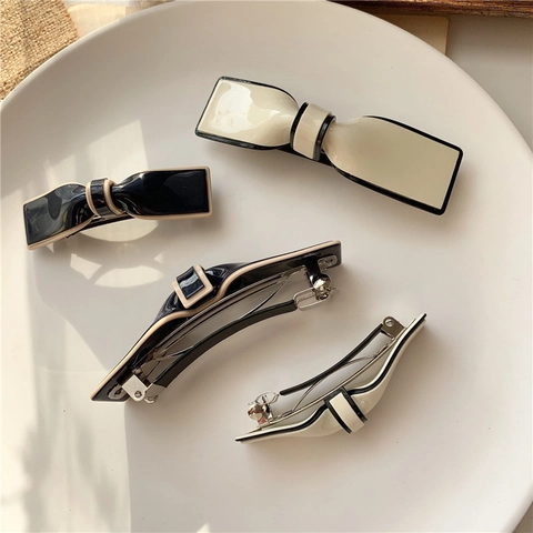 Fermaglio Per Capelli Con Fiocco Resina Acrilica Lega Molletta A Molla Stile Francese Vintage Elegante Accessorio Capelli