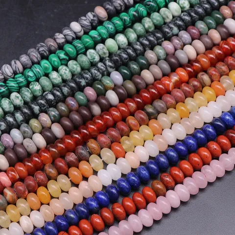 Perles En Pierre Naturelle Rondelle Forme Boulier Pierres Gemmes Perles En Vrac Pour Fabrication De Bijoux DIY