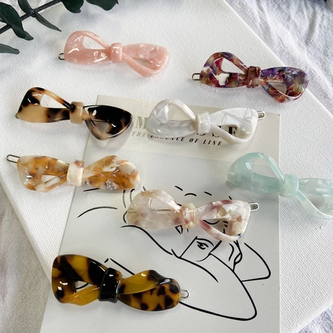 Molletta Per Capelli Fiocco Acetato Motivo Marmo Tartarugato Fermaglio Stile Coreano Elegante Copricapo Per Donne Ragazze
