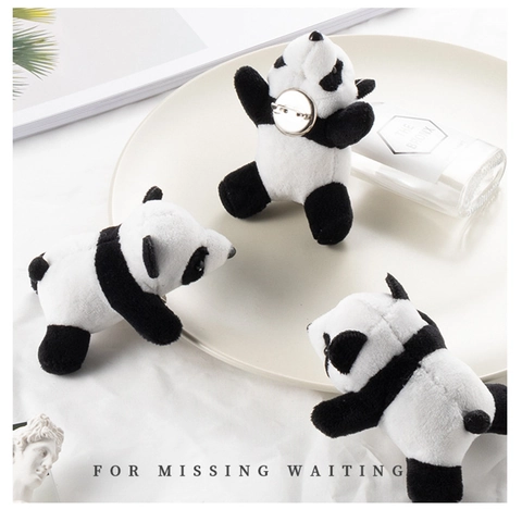 Cute Panda Plush Brooch Soft Stuffed Animal Pin For Clothing Backpack Decoration Cartoon Style Accessory Women Kids