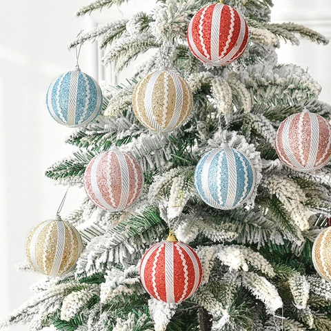 Palle Di Natale Scintillanti Glitter Schiuma Pizzo Nastro Albero Di Natale Decorazione Casa Festa Elegante