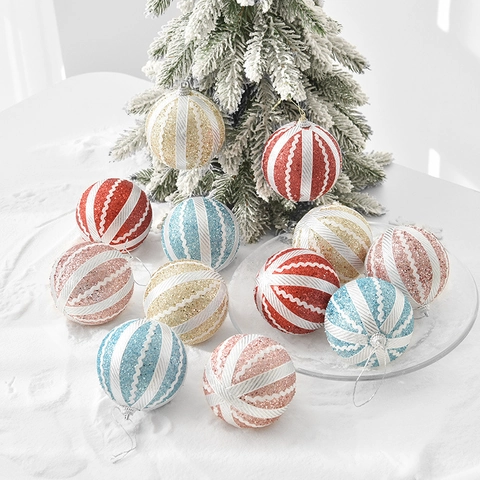Palle Di Natale Scintillanti Glitter Schiuma Pizzo Nastro Albero Di Natale Decorazione Casa Festa Elegante
