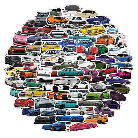 Adesivi Graffiti Auto PVC Impermeabili Per Valigia Laptop Moto JDM Racing Stile Decalcomanie Decorative Cartone Animato