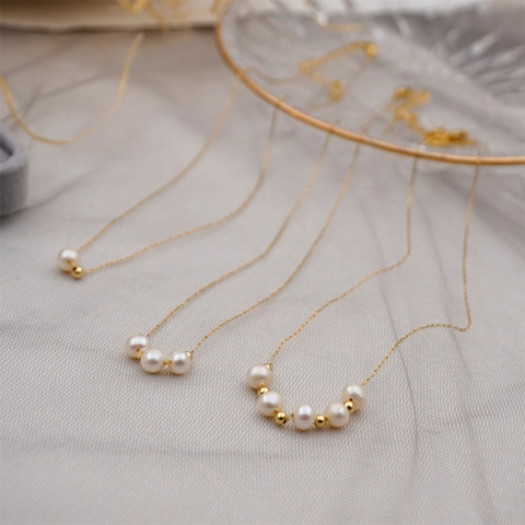 Dainty Freshwater Pearl Necklace Titanium Steel Thin Chain French Minimalist Style Jewelry For Women