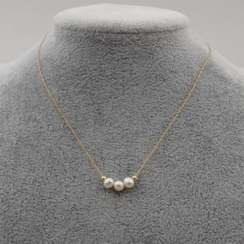 Dainty Freshwater Pearl Necklace Titanium Steel Thin Chain French Minimalist Style Jewelry For Women