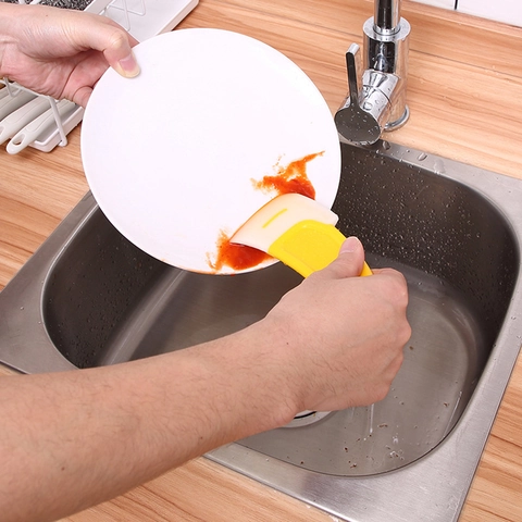 Kitchen Scraper Silicone Flexible Heat Resistant Cleaning Spatula For Pan Pot Baking Cream Spreader With Hanging Hole