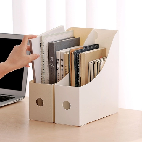 Desktop File Organizer Magazine Holder Document Rack Plastic L-Shape Open Design Foldable For Office School Home