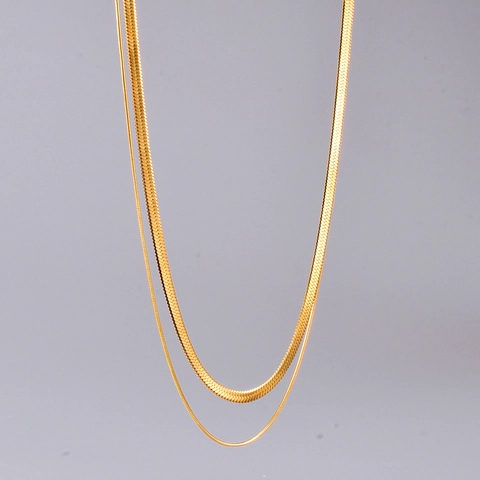Collana A Strati Catena Di Serpente Acciaio Inossidabile 316L Placcato Oro 18K Impermeabile Retro Minimalista Gioielli Donne