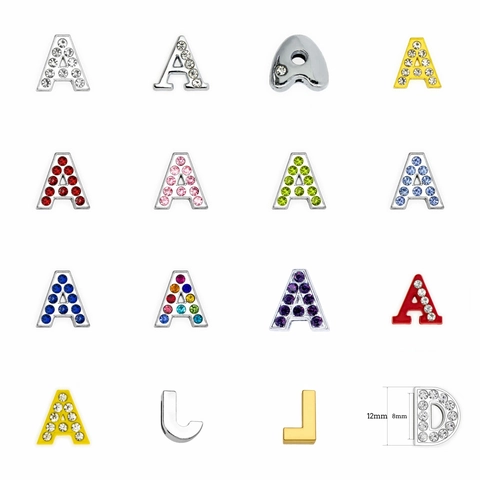 Dijes Deslizantes De Aleación Con Diamantes De Imitación Letras Del Alfabeto A-Z Números Para Pulseras DIY Joyería