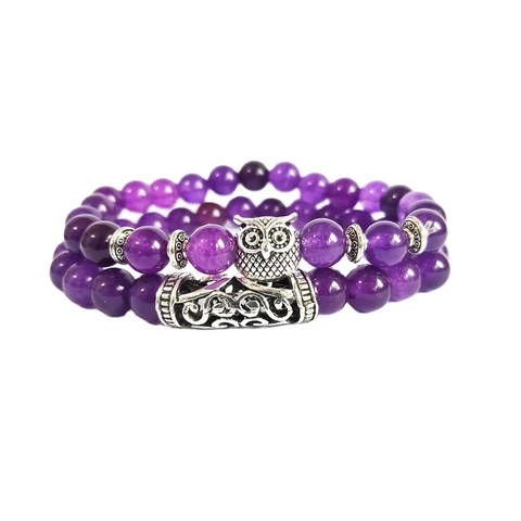 Bracciale Di Perline Con Ciondolo A Civetta Pietra Naturale Lega Stile Bohémien Vintage Gioielli Elastici Donne Uomini