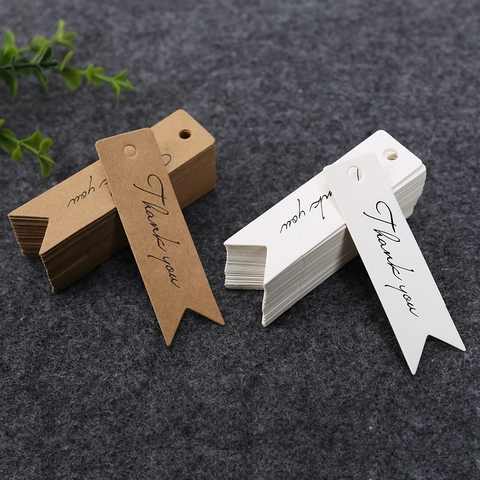 Thank You Kraft Paper Gift Tags Dovetail Shape Cardstock Labels For Wedding Baking Party Packaging Handmade Crafts