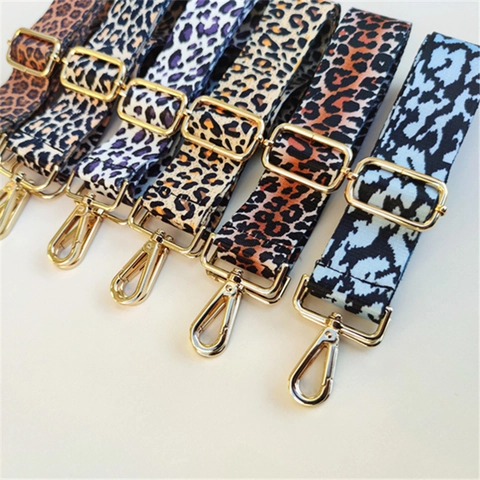 Adjustable Bag Strap Replacement Leopard Print Animal Pattern Shoulder Crossbody Canvas Webbing With Metal Buckle