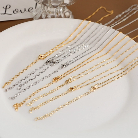 Minimalist DIY Necklace Chains 14K 18K Gold Plated Copper Adjustable Lobster Clasp Extension Chain Jewelry Making Parts
