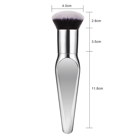 Flacher Foundation Pinsel Großer Puder BB Creme Makeup Tool Synthetikfaser Silber Metallic Finish Tragbar Ergonomisch