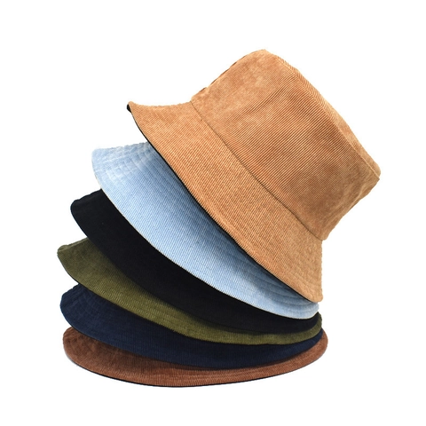 Sombrero De Pescador De Pana Color Sólido Vintage Estilo Japonés Protección Solar Casual Gorra Para Hombre Mujer