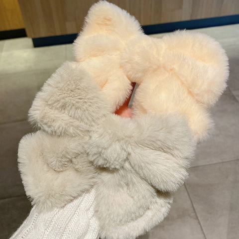 Plüsch Große Schleife Haarklammer Flauschige Kunstpelz Übergroße Haarnadel Elegant Herbst Winter Kopfschmuck Für Frauen Mädchen