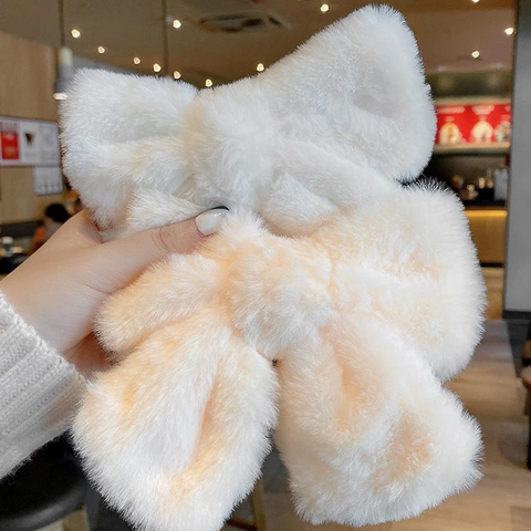 Plüsch Große Schleife Haarklammer Flauschige Kunstpelz Übergroße Haarnadel Elegant Herbst Winter Kopfschmuck Für Frauen Mädchen