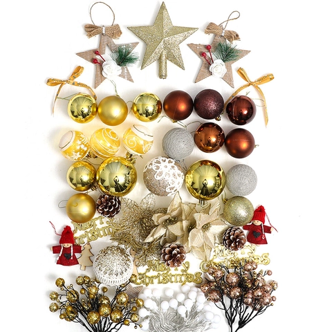 Ornements De Sapin De Noël Décorations Suspendues En Plastique Bois DIY Décor De Fête Étoile Nœud Boule Flocon De Neige