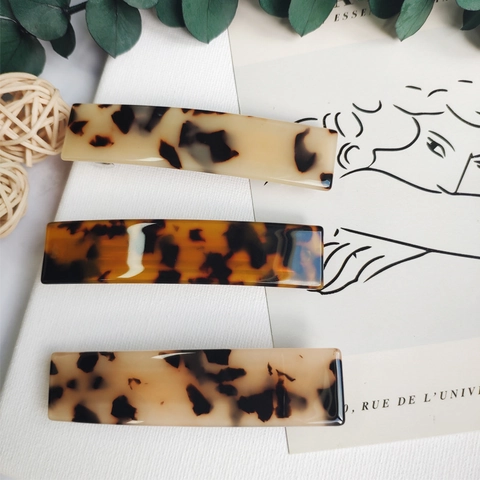 Vintage Azetat Haarklammer Rechteck Schildpatt Leopardenmuster Spange Französisch Stil Elegante Haar Accessoires