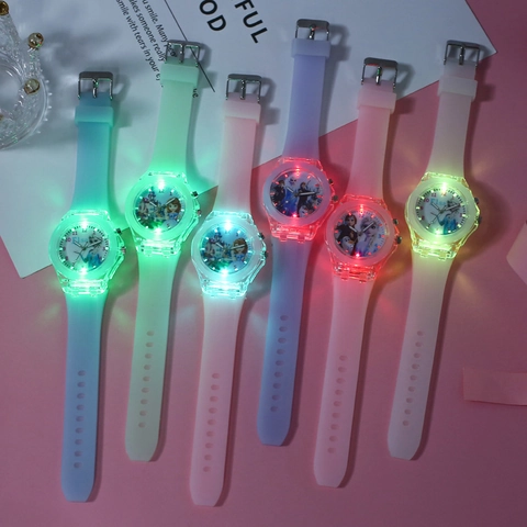 Luminous Kids Glowing Watch Colorful Silicone Strap Cartoon Dial Analog Digital Timepiece For Boys Girls Students