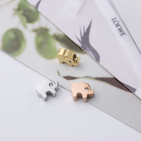 Mini Elefant Perle 304 Edelstahl Mit Zirkonia Für DIY Schmuckherstellung Spiegelpoliert Tier Anhänger