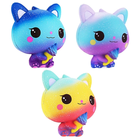 Giocattolo Squishy Gatto Gelato Carino Schiuma PU Ritorno Lento Sollievo Stress Gradiente Galassia Novità Per Bambini