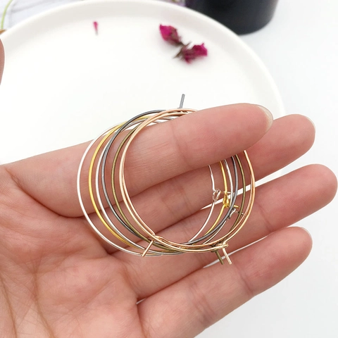 Round Earring Hoops Iron Metal DIY Jewelry Making Findings Components Electroplated Wine Glass Charms Loops Open Circle