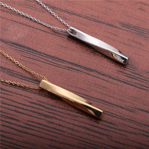 Collana Con Pendente A Barra Torta Rame Acciaio Inossidabile Minimalista Geometrico Catena Maglione Gioielli