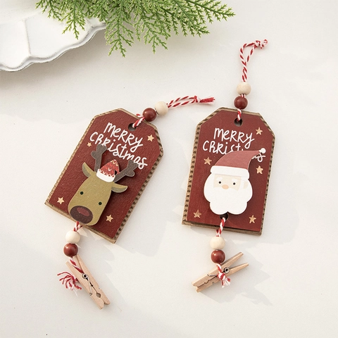 Weihnachts Holz Fotoclips Ornamente Weihnachtsmann Rentier Baum Anhänger Deko Kartenhalter Rustikale Feiertagsdeko