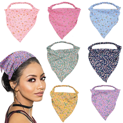 Floral Bedrucktes Dreieckiges Stirnband Gestreiftes Kopftuch Aus Stoff Mit Elastischem Band Für Damen Strand Haar Accessoire