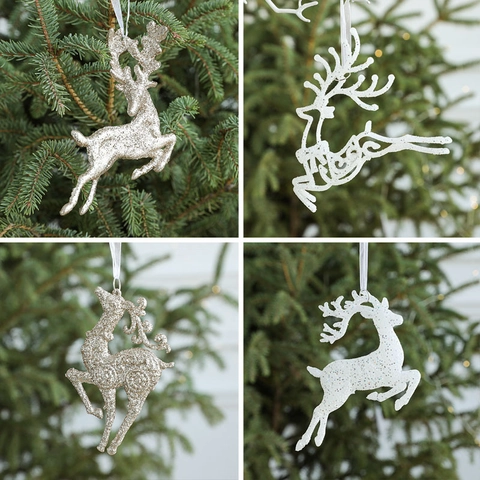 Ornamenti Appesi A Forma Di Renna Di Natale Scintillanti Pendenti Alce In PVC Glitterati Per Albero Festivo