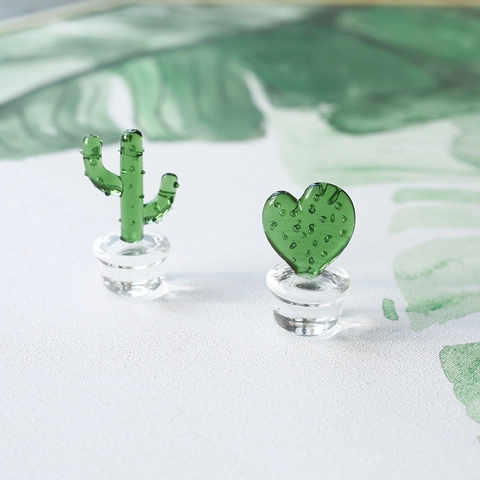 Miniatur Glas Kaktus Figur Schreibtisch Deko Handgefertigt Grüne Pflanze Moderne Büro Wohnzimmer Dekoration Geschenk