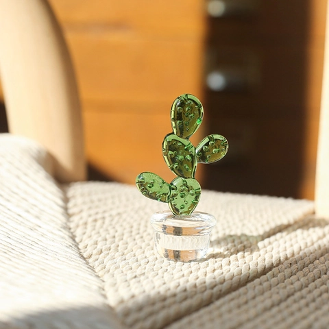 Miniatur Glas Kaktus Figur Schreibtisch Deko Handgefertigt Grüne Pflanze Moderne Büro Wohnzimmer Dekoration Geschenk