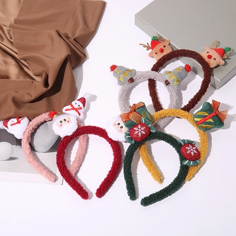 Cerchietto Natalizio Simpatiche Corna Di Renna Babbo Natale Pupazzo Di Neve Peluche Fascia Per Capelli Festa In Costume