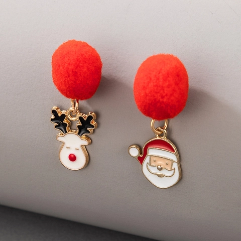 Orecchini Di Natale Lega Smalto Pelliccia Sintetica Pom Poms Babbo Natale Renna Pupazzo Di Neve Campana Corona Gioielli