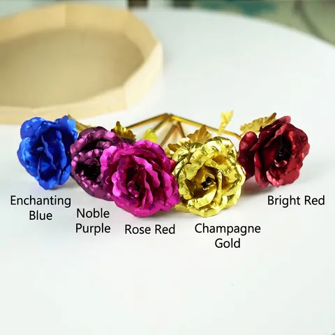 Fleur De Rose Artificielle Feuille D'or Simulation 24K Avec Boîte Cadeau Et Sac Pour Décoration De Saint Valentin Mariage