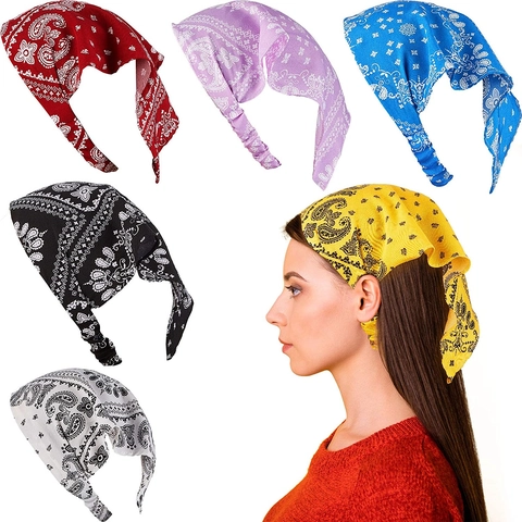 Paisley Print Elastic Headband For Women Boho Style Fabric Bandana Hair Band Retro Headwear Accessories