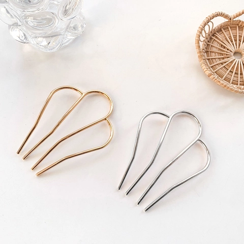 Pic À Cheveux En Alliage En Forme De U Style Français Fourche À Cheveux En Métal Pour Femmes Accessoires De Cheveux Élégants